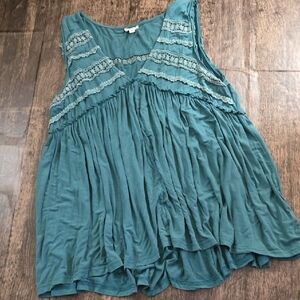 POL Sz S Teal Lace Detail Tunic